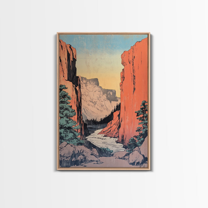 Red Rock Canyon River Canvas Print, Western Landscape Wall Art, Mountain Home Decor, Rustic Cabin Decor, Large Nature Print