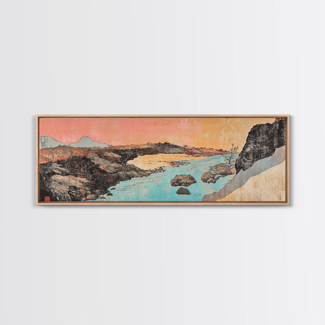 Turquoise River Desert Landscape Canvas Print, Southwestern Wall Art, Arizona Nature Decor, Large Horizontal Living Room Print