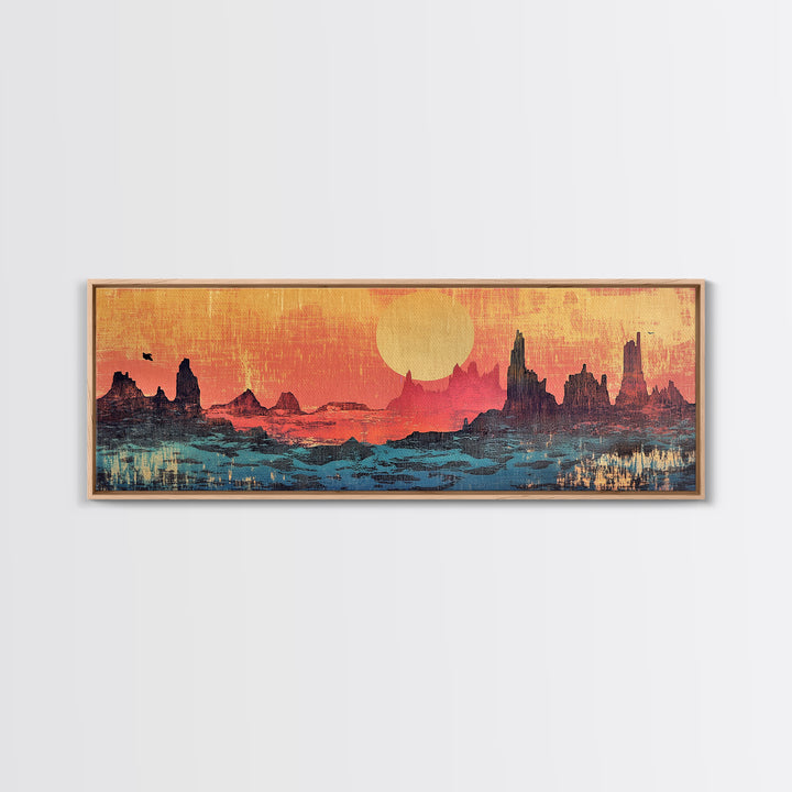 Desert Mesa Sunset Wall Art, Southwestern Landscape Canvas Print, Western Decor, Boho Desert Living Room Wall Decor Print
