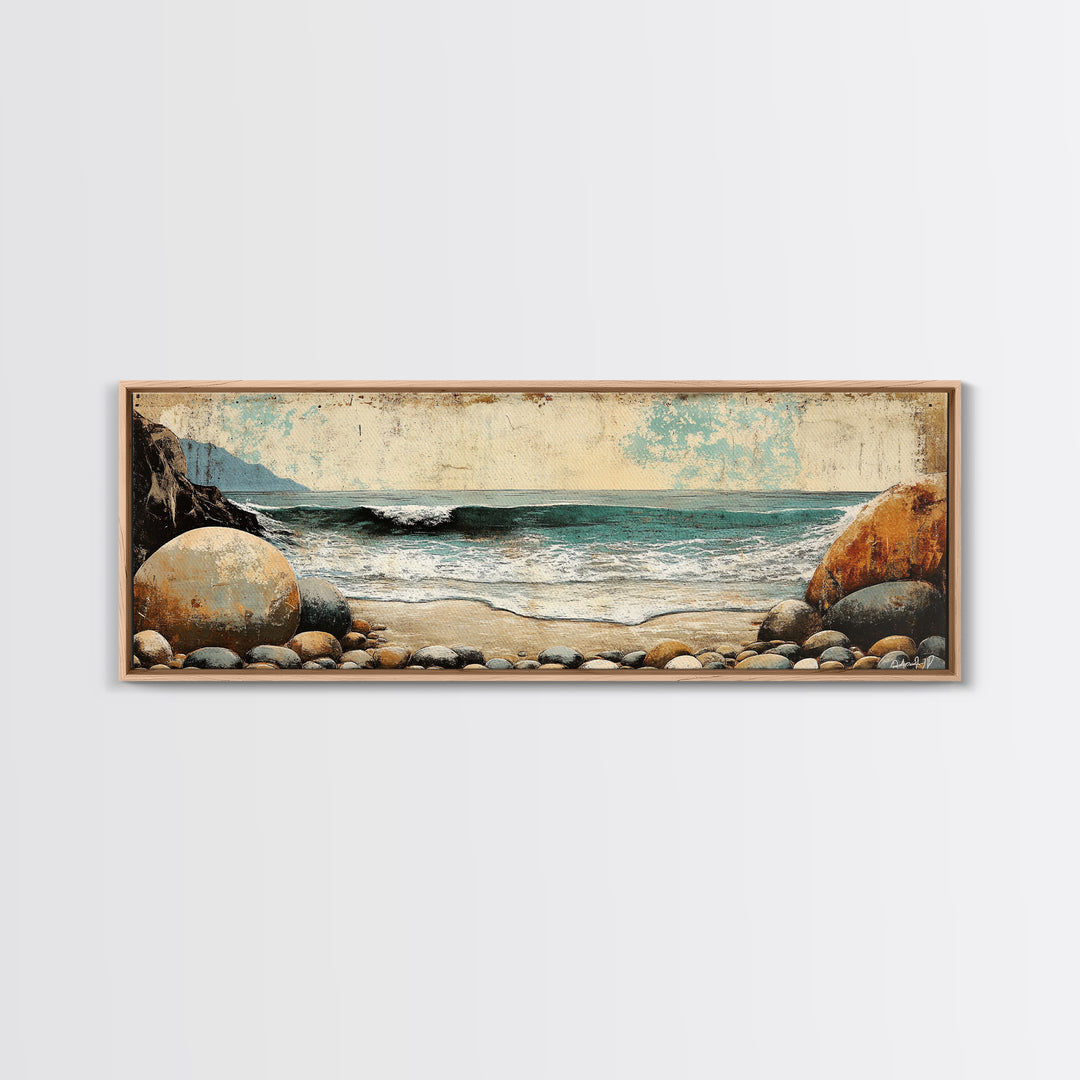 Rocky Ocean Beach Cove Wall Art, Coastal Canvas Print, Seascape Landscape, Nautical Decor, Beach House Living Room Art, Gift For Her