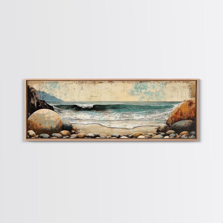 Rocky Ocean Beach Cove Wall Art, Coastal Canvas Print, Seascape Landscape, Nautical Decor, Beach House Living Room Art, Gift For Her