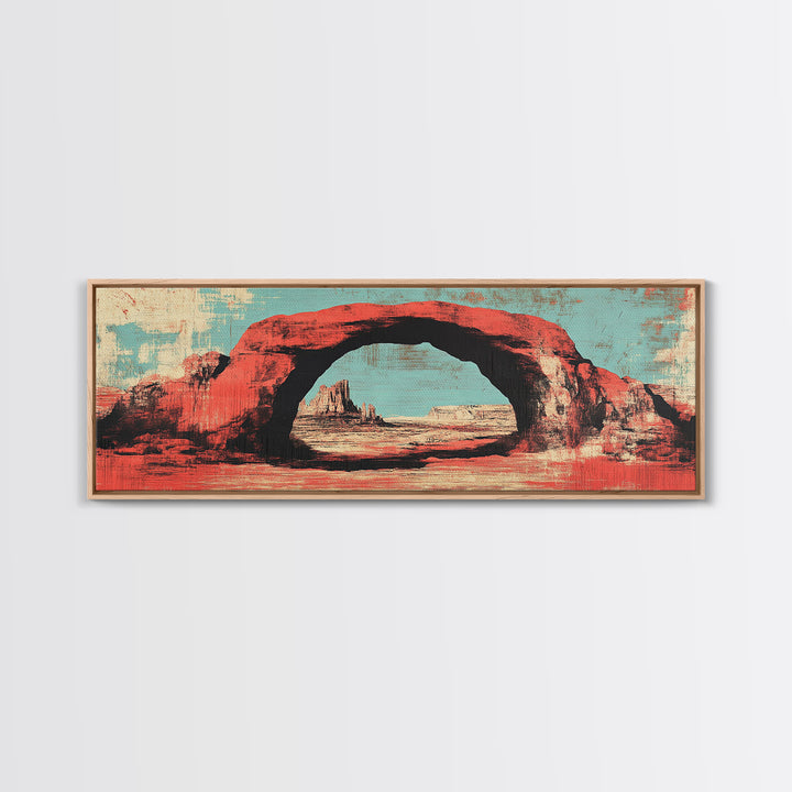 Red Desert Arch And Turquoise Sky Wall Art, Southwestern Landscape Print, Arizona Decor, Modern Rustic Living Room Canvas