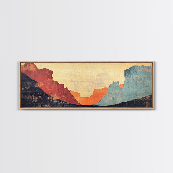 Abstract Desert Canyon Sunset Wall Art, Southwest Art Print, Earth Tone Decor, Minimalist Landscape, Large Horizontal Art