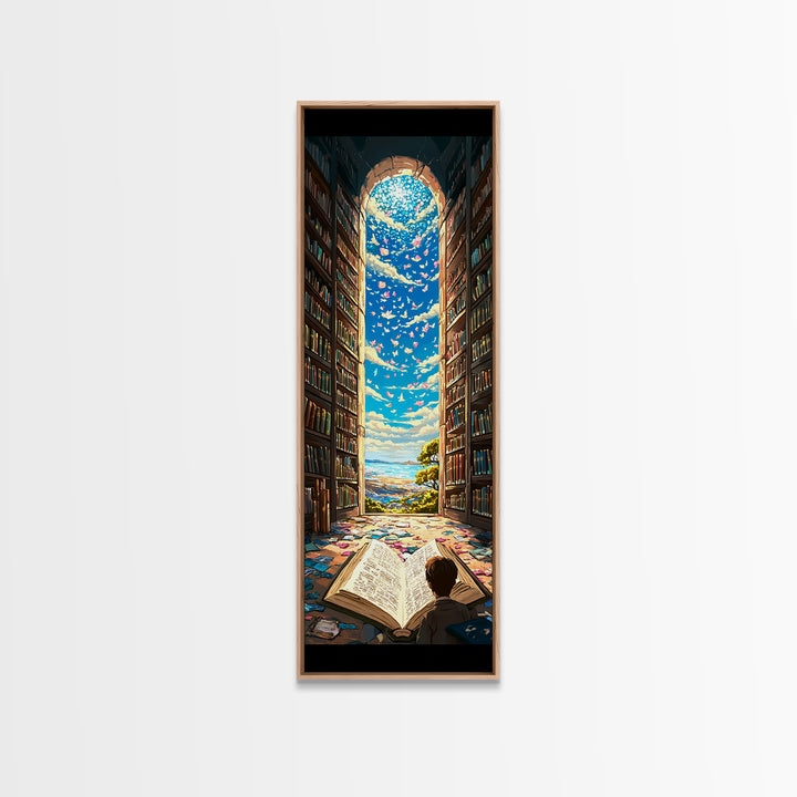 Open Book Library Arch With Birds Canvas Print, Book Lover Wall Art, Reading Nook Decor, Magical Home Office Artwork Gift