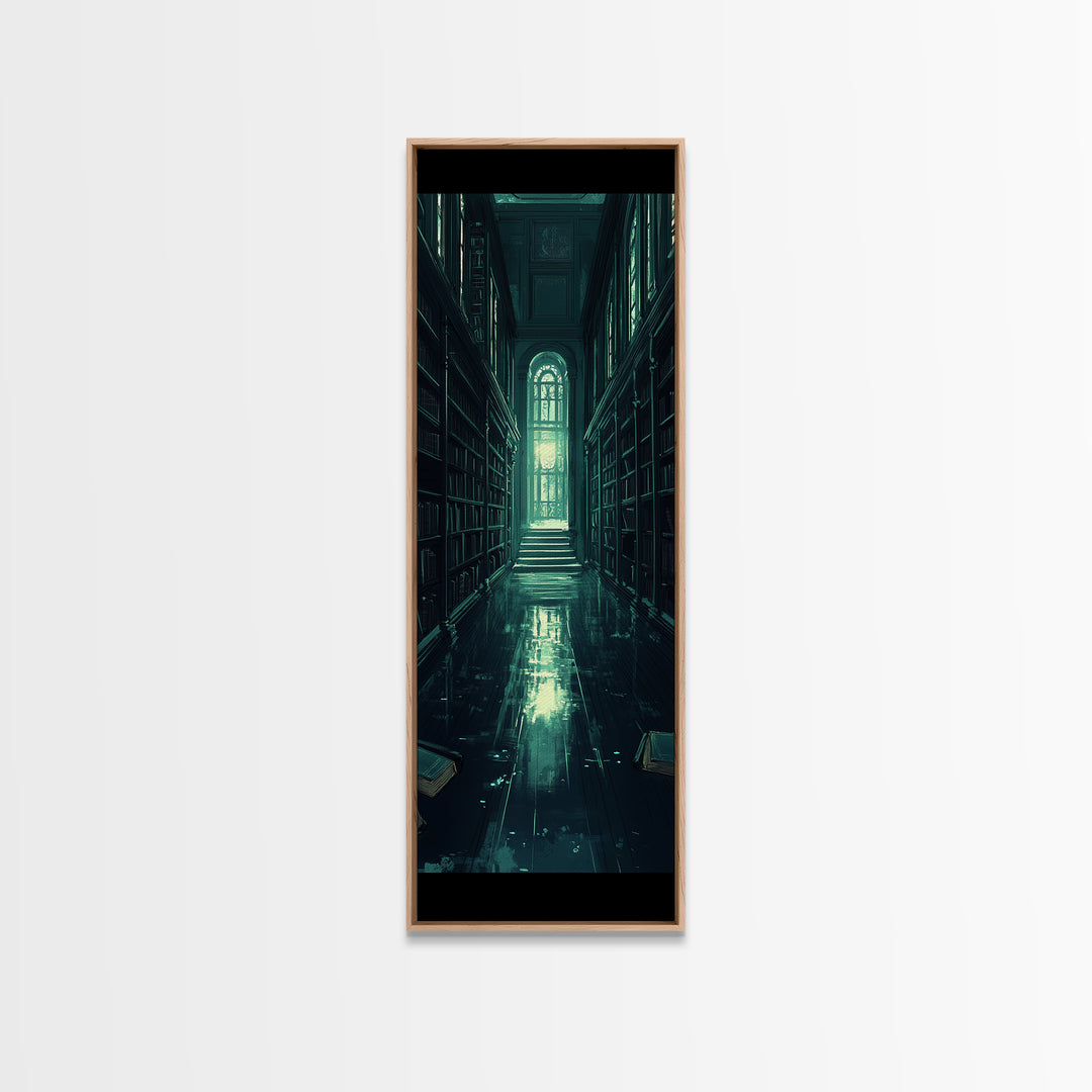 Dark Gothic Library Hallway Wall Art, Moody Bookish Decor, Fantasy Reading Nook Print, Dark Academia Living Room Wall Decor