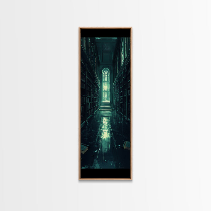 Dark Gothic Library Hallway Wall Art, Moody Bookish Decor, Fantasy Reading Nook Print, Dark Academia Living Room Wall Decor