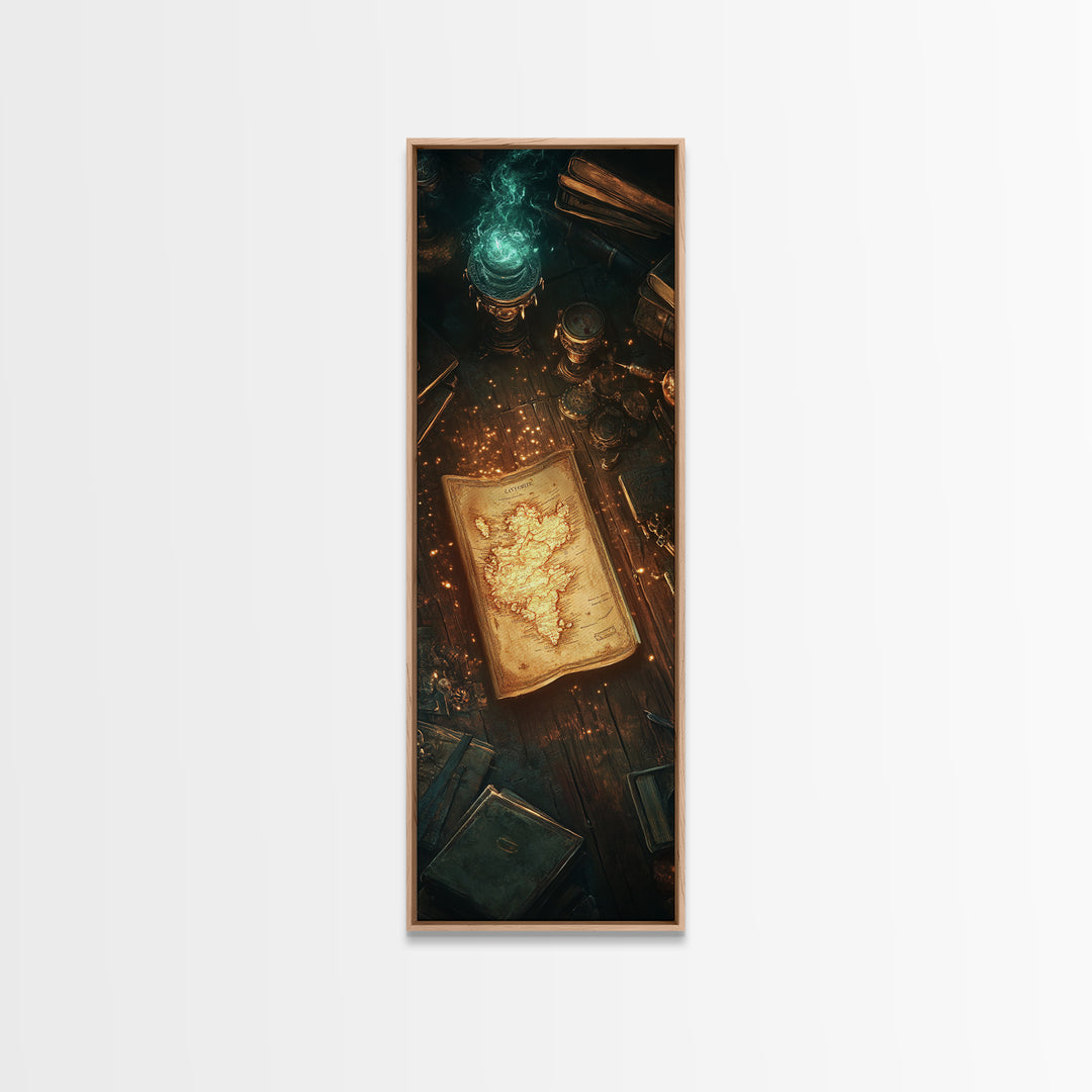 Glowing Ancient Manuscript Wall Art, Mystical Alchemy Desk Decor, Dark Academia Bookish Print For Library Study Room Decor