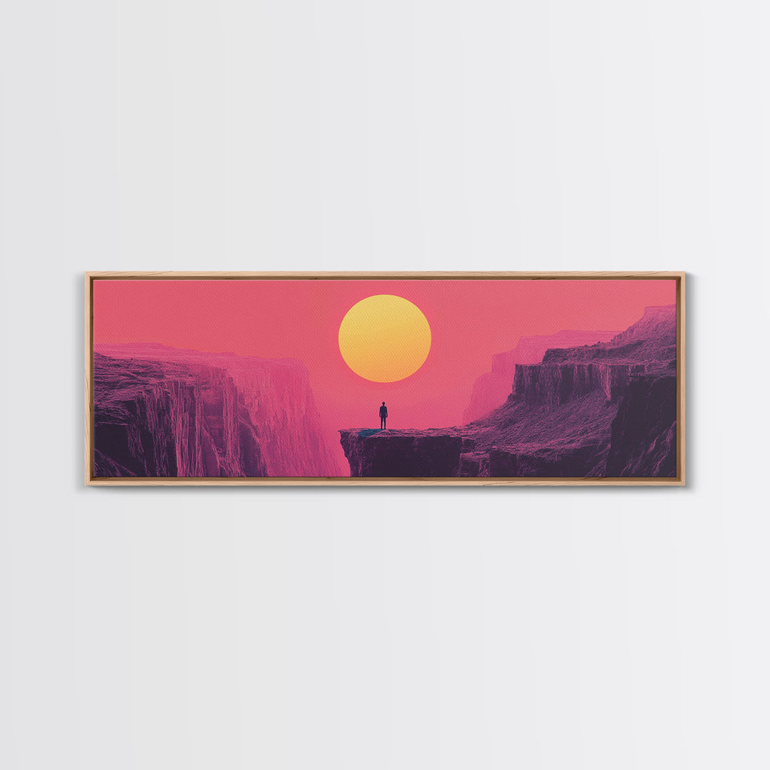 Pink Desert Canyon Cliff At Sunset Wall Art, Minimalist Landscape Canvas Print, Southwestern Modern Home Decor Gift For Him