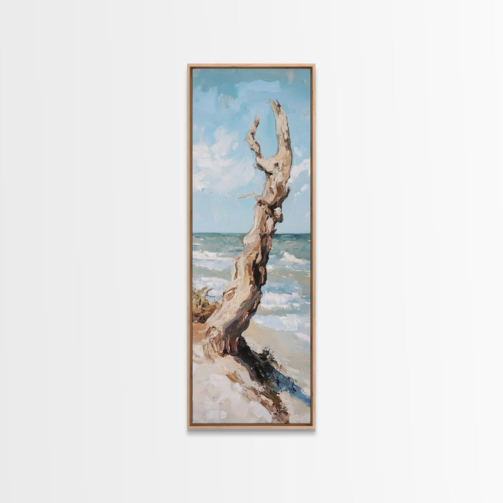 Sun Bleached Driftwood On Beach Canvas Print, Coastal Wall Art, Ocean Landscape Decor, Nautical Home Decor, Beach House Gift