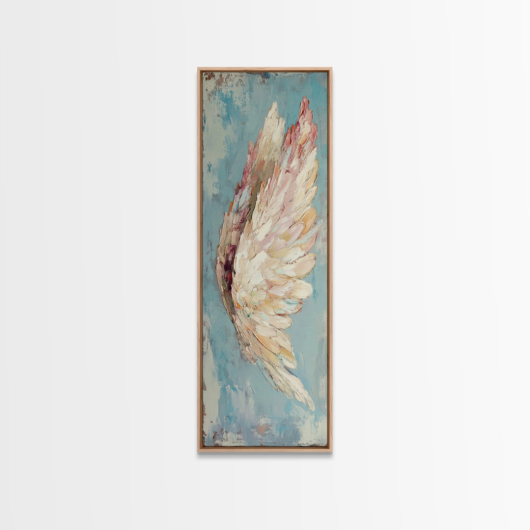 Textured White Angel Wing Wall Art, Celestial Decor, Spiritual Wall Decor, Feminine Art Print, Angel Art, Blue Bedroom Decor