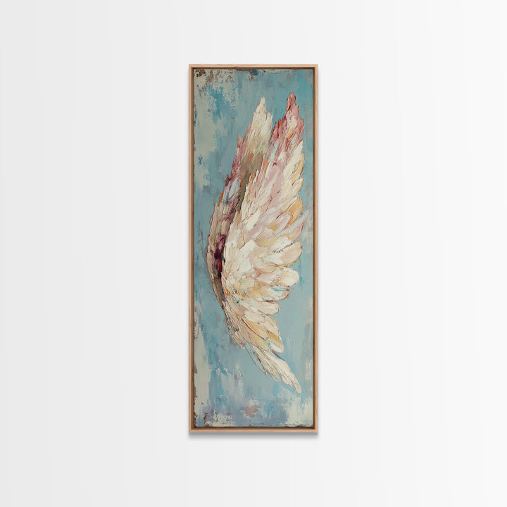 Textured White Angel Wing Wall Art, Celestial Decor, Spiritual Wall Decor, Feminine Art Print, Angel Art, Blue Bedroom Decor