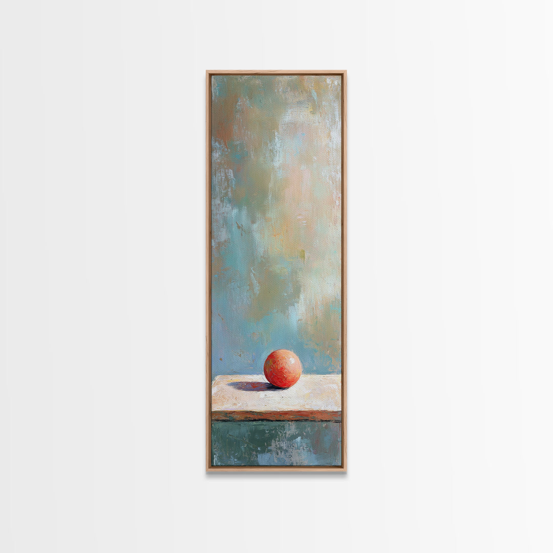 Single Red Apple On Weathered Table Canvas Print, Minimalist Wall Art, Modern Kitchen Decor, Still Life Art Print, Housewarming Gift
