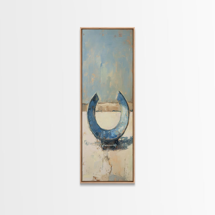 Blue Horseshoe Rustic Western Wall Art, Farmhouse Country Canvas Print, Lucky Horse Decor, Cowgirl Home Decor Gift For Him Or Her