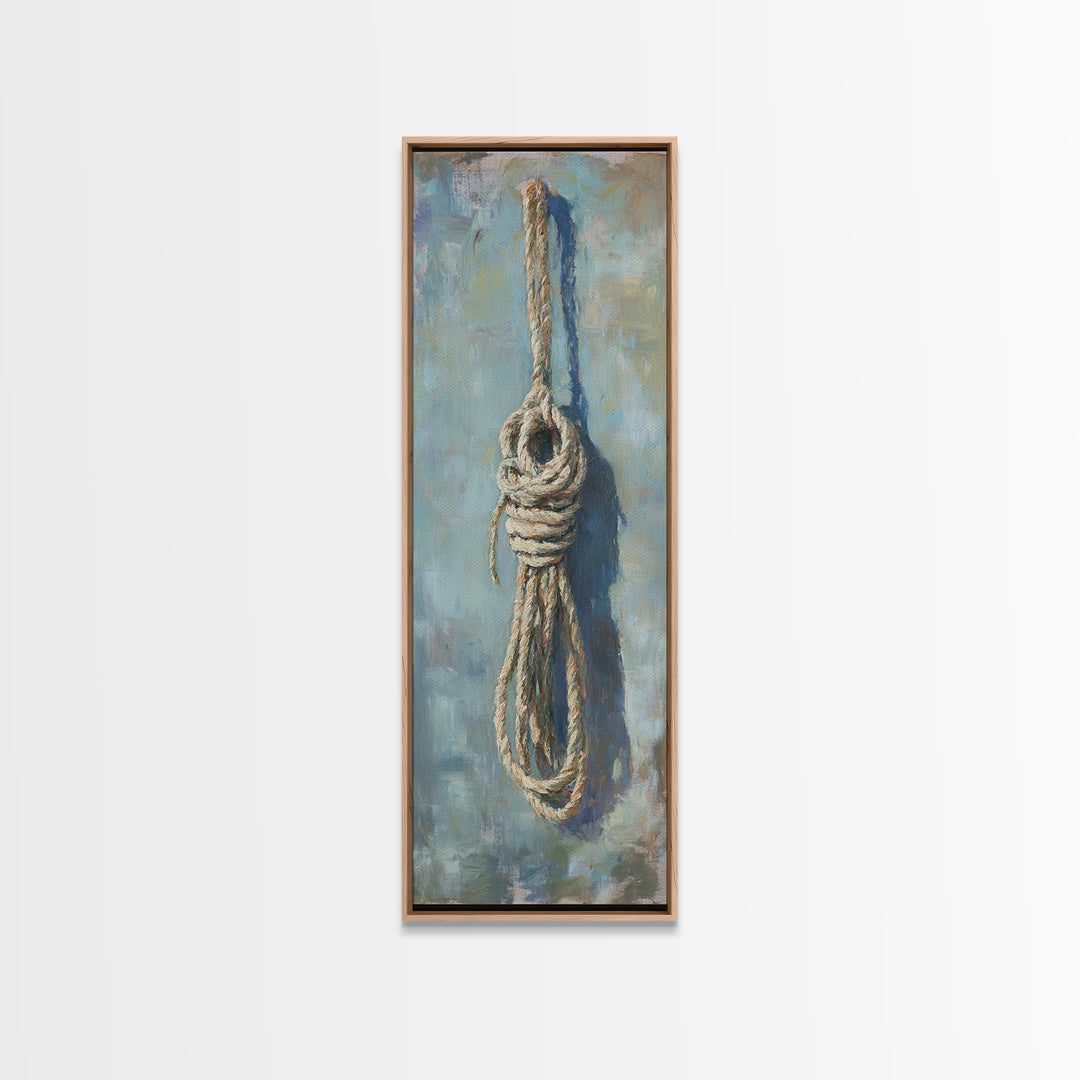 Coiled Nautical Rope Knot Wall Art, Coastal Canvas Print, Rustic Beach House Decor, Lake House Gift, Textured Wall Decor