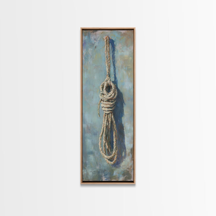 Coiled Nautical Rope Knot Wall Art, Coastal Canvas Print, Rustic Beach House Decor, Lake House Gift, Textured Wall Decor
