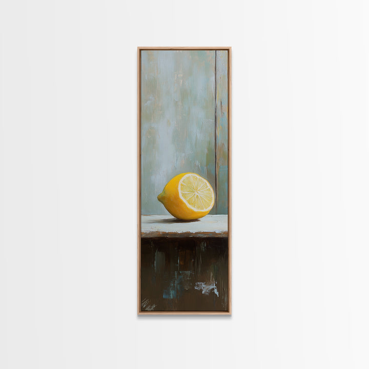 Bright Lemon Slice Canvas Print, Minimalist Kitchen Wall Art, Fruit Still Life, Mediterranean Decor, Modern Home Decor Gift