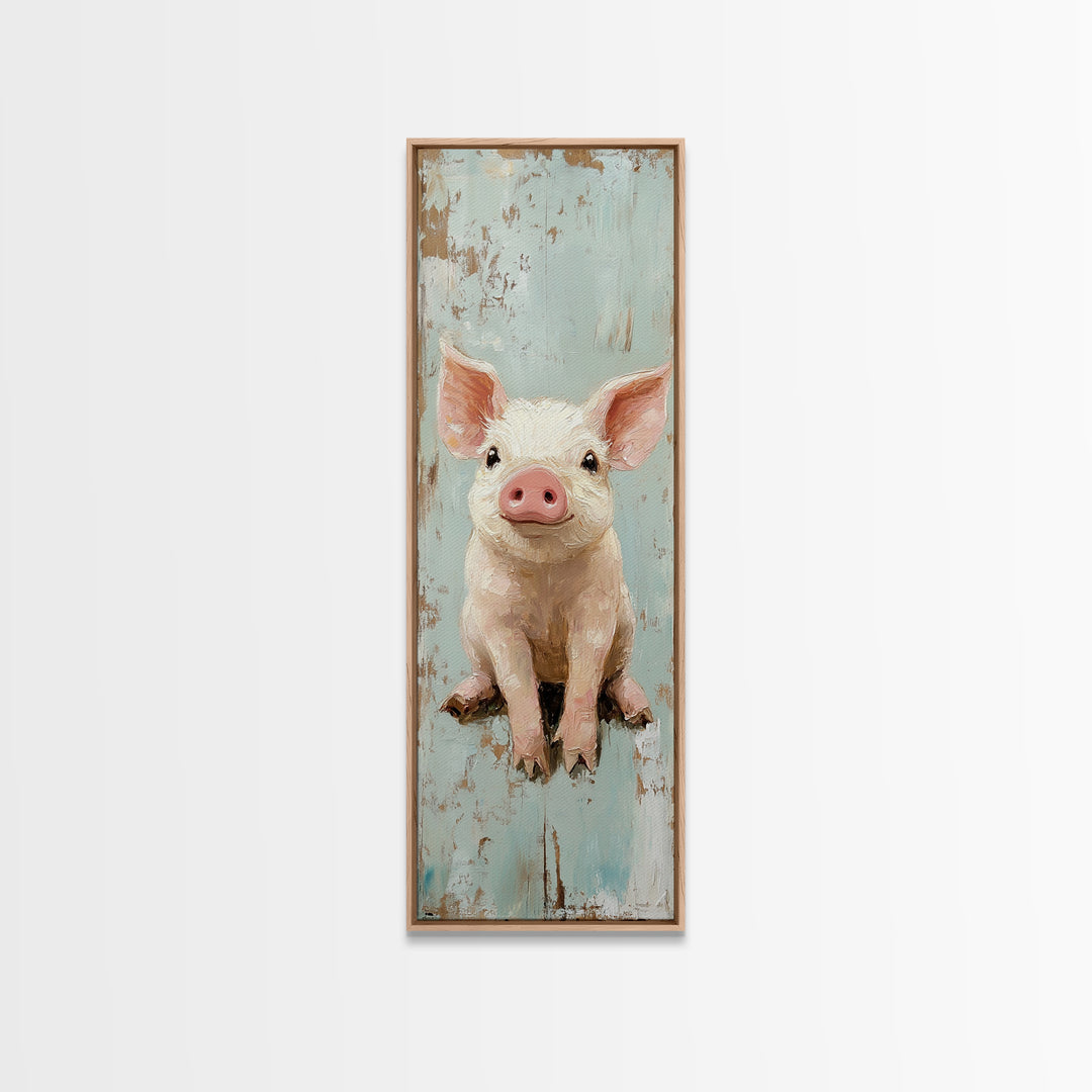 Adorable Baby Pig Portrait Wall Art, Farm Animal Nursery Decor, Rustic Farmhouse Canvas Print, Cute Piglet Gift For Kids