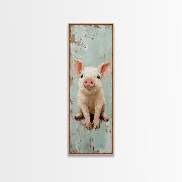 Adorable Baby Pig Portrait Wall Art, Farm Animal Nursery Decor, Rustic Farmhouse Canvas Print, Cute Piglet Gift For Kids