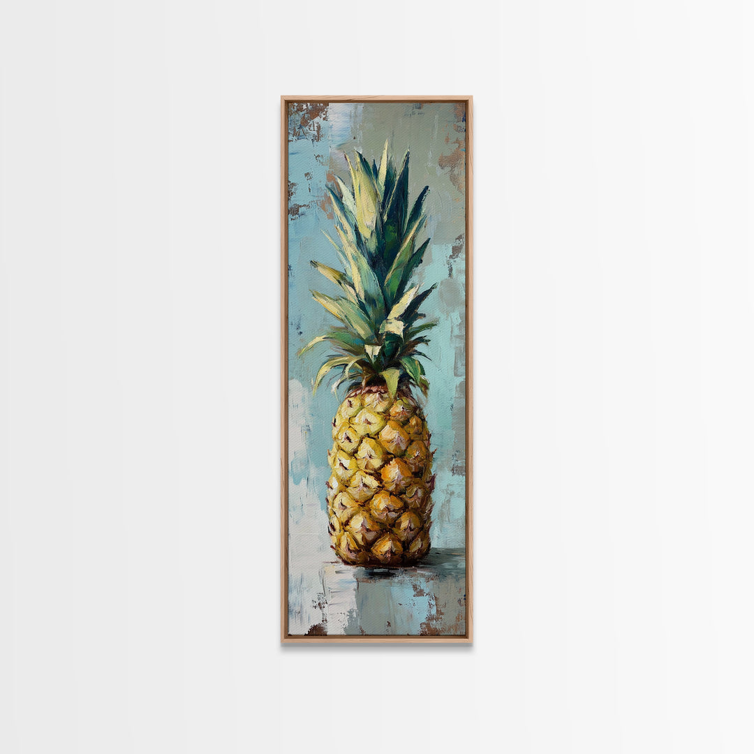 Bright Pineapple Still Life Canvas Print, Tropical Kitchen Wall Art, Coastal Home Decor, Fruit Poster For Beach House Gift