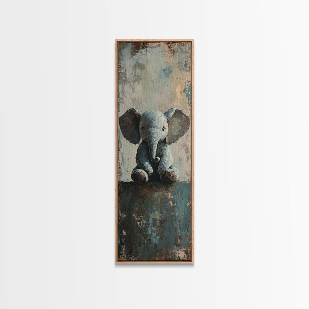 Cute Baby Elephant Portrait Wall Art, Whimsical Animal Canvas Print For Nursery Decor, Kids Room Decor And Safari Theme Gift