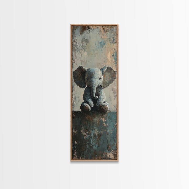 Cute Baby Elephant Portrait Wall Art, Whimsical Animal Canvas Print For Nursery Decor, Kids Room Decor And Safari Theme Gift