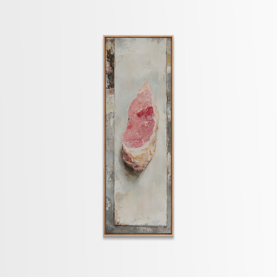 Pink Rose Quartz Crystal Oil Painting Wall Art, Boho Spiritual Home Decor, Celestial Gift For Her, Mystical Canvas Print