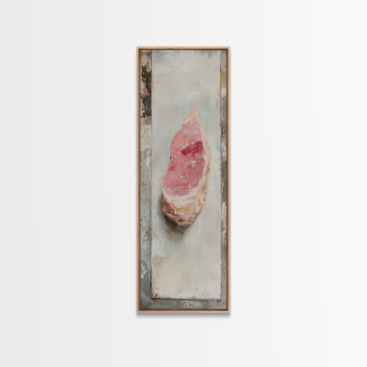 Pink Rose Quartz Crystal Oil Painting Wall Art, Boho Spiritual Home Decor, Celestial Gift For Her, Mystical Canvas Print