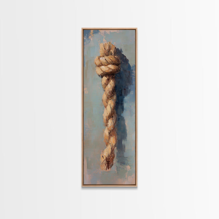 Hanging Nautical Rope Knot Canvas Print, Coastal Wall Art, Rustic Beach House Decor, Masculine Office Art Gift For Him Print