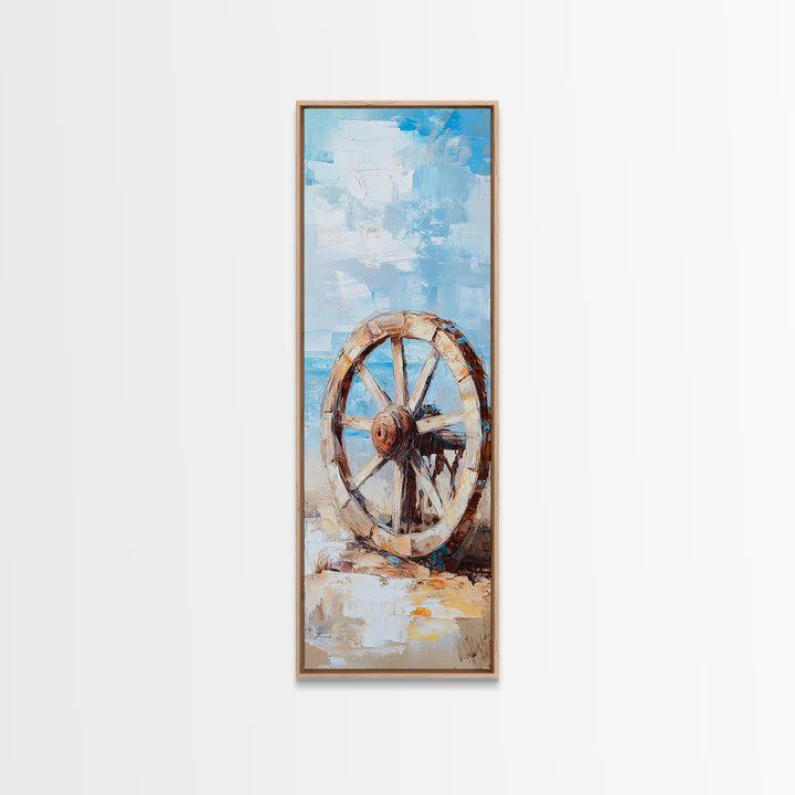 Weathered Wagon Wheel By Blue Sky Canvas Print, Rustic Western Wall Art, Farmhouse Decor, Country Home Wall Decor, Large Living Room Decor