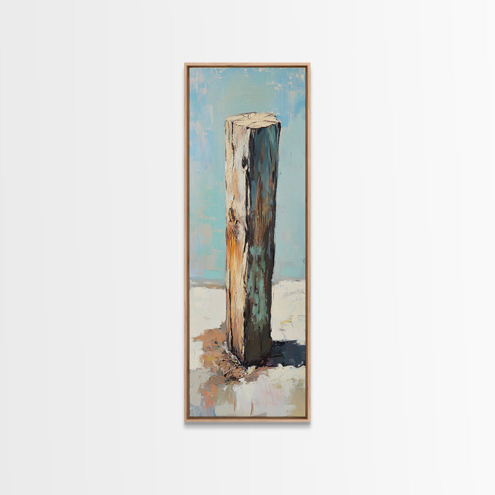 Weathered Wooden Post By Sea Canvas Print, Rustic Coastal Wall Art, Beach House Decor, Nautical Farmhouse Wall Decor, Entryway Decor