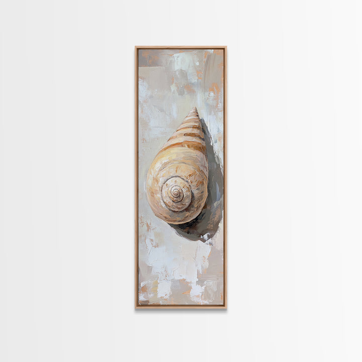 Textured Spiral Seashell Wall Art, Coastal Bathroom Decor, Beach House Wall Decor, Nautical Canvas Print For Ocean Lovers