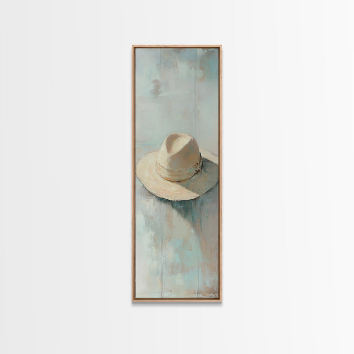 Cream Cowboy Hat Still Life Wall Art, Western Decor, Rustic Canvas Print, Neutral Bedroom Art, Modern Farmhouse Wall Decor