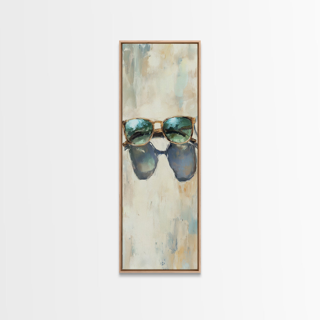 Teal Sunglasses With Beach Reflections Wall Art, Coastal Canvas Print, Summer Home Decor, Beach House Gift For Her, Living Room Decor
