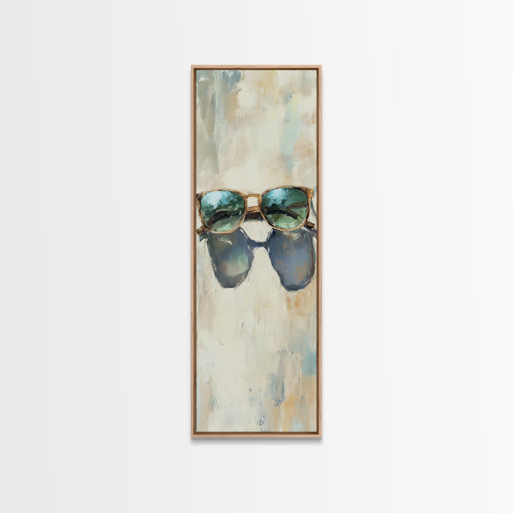 Teal Sunglasses With Beach Reflections Wall Art, Coastal Canvas Print, Summer Home Decor, Beach House Gift For Her, Living Room Decor