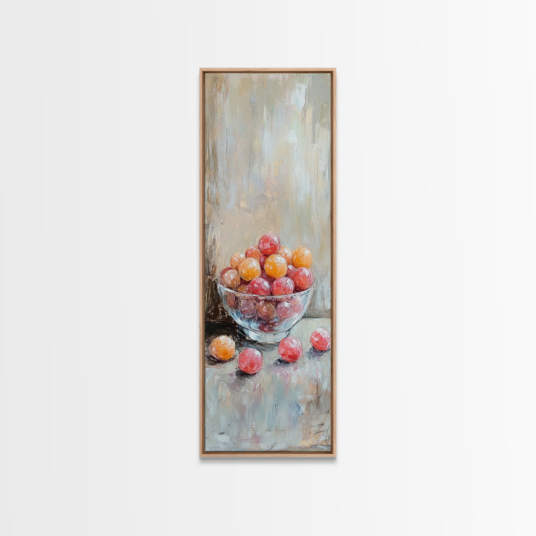 Bowl Of Red And Orange Fruit Still Life Wall Art, Rustic Kitchen Decor, Farmhouse Wall Decor, Food Art Print, Dining Room Print