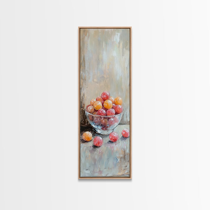 Bowl Of Red And Orange Fruit Still Life Wall Art, Rustic Kitchen Decor, Farmhouse Wall Decor, Food Art Print, Dining Room Print