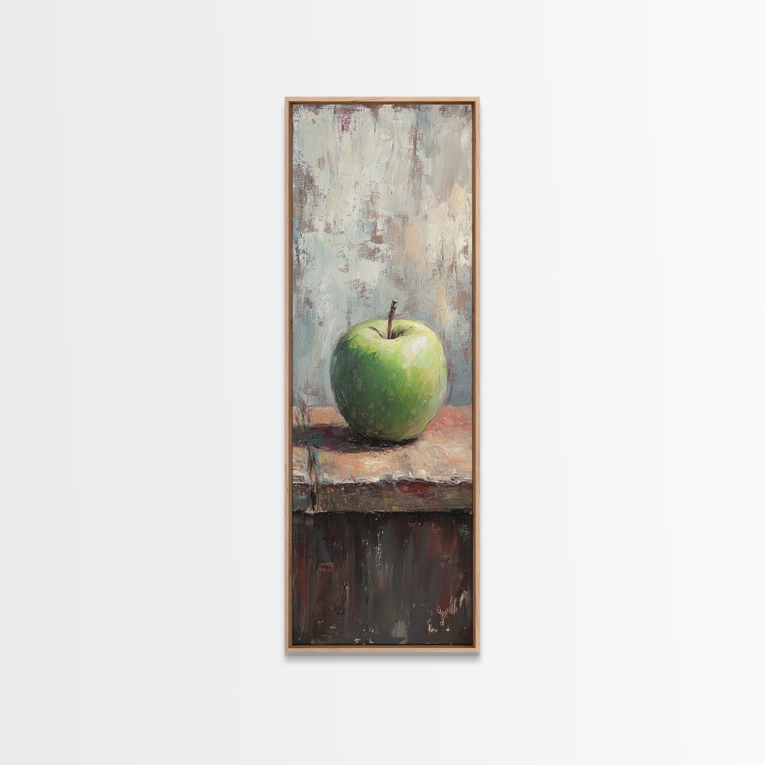 Green Apple Still Life Wall Art, Rustic Kitchen Canvas Print For Farmhouse Decor, Fruit Art, Dining Room Decor, Gift For Her