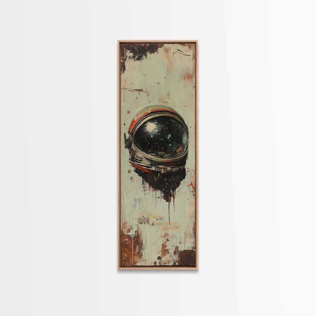 Weathered Astronaut Helmet Canvas Print, Retro Space Wall Art, Sci Fi Decor, Futuristic Office Decor, Gift For Him, Modern Home Decor