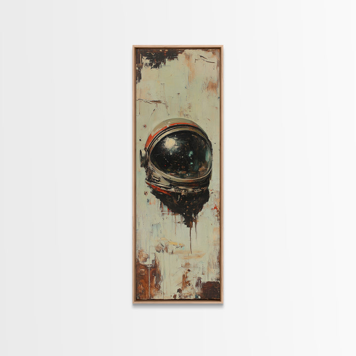 Weathered Astronaut Helmet Canvas Print, Retro Space Wall Art, Sci Fi Decor, Futuristic Office Decor, Gift For Him, Modern Home Decor