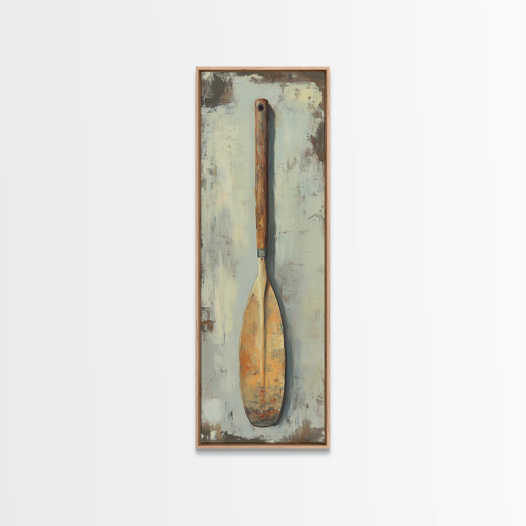 Weathered Wooden Paddle Canvas Print, Nautical Wall Art, Coastal Lake House Decor, Rustic Cabin Decor, Gift For Him, Boat House Decor