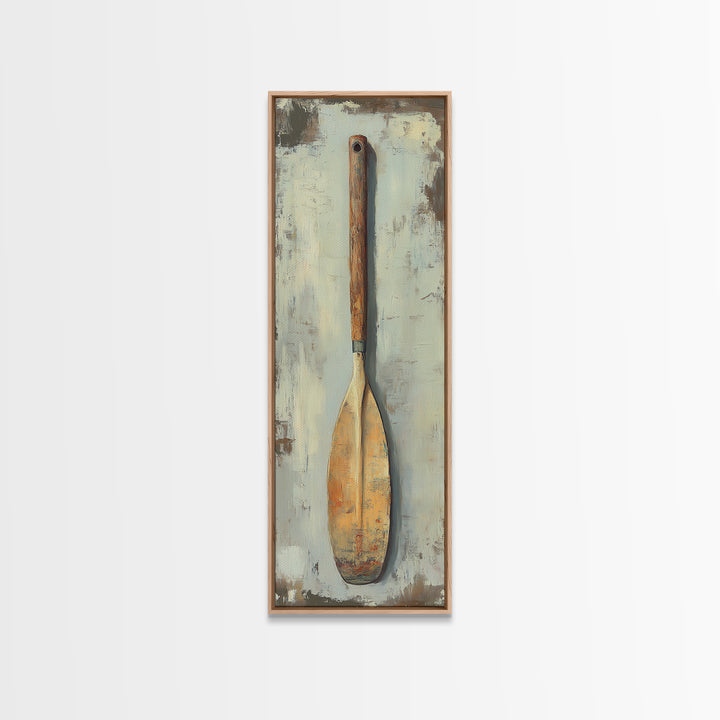 Weathered Wooden Paddle Canvas Print, Nautical Wall Art, Coastal Lake House Decor, Rustic Cabin Decor, Gift For Him, Boat House Decor