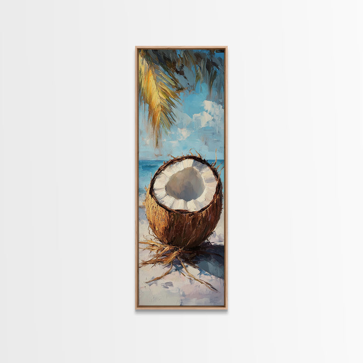 Tropical Coconut Beach Wall Art, Coastal Canvas Print, Palm Tree Ocean Decor, Summer Beach House Wall Decor Gift For Her
