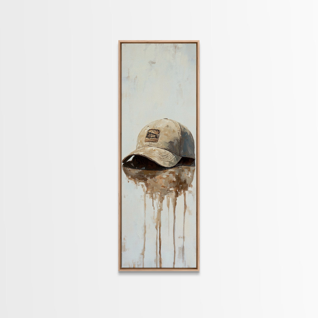 Weathered Baseball Cap Still Life Wall Art, Rustic Americana Decor, Sports Room Canvas Print, Man Cave Art Print, Gift For Him