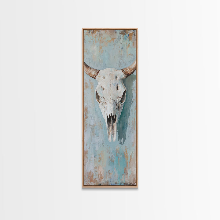 Longhorn Bull Skull Framed Canvas Print, Western Wall Art, Rustic Ranch Decor, Southwestern Farmhouse Home Decor, Gift For Him