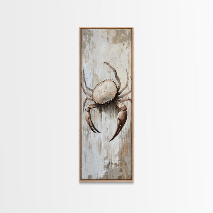 Coastal Crab Canvas Print, Nautical Wall Art, Beach House Decor, Rustic Seafood Painting, Ocean Kitchen Home Decor, Gift For Her