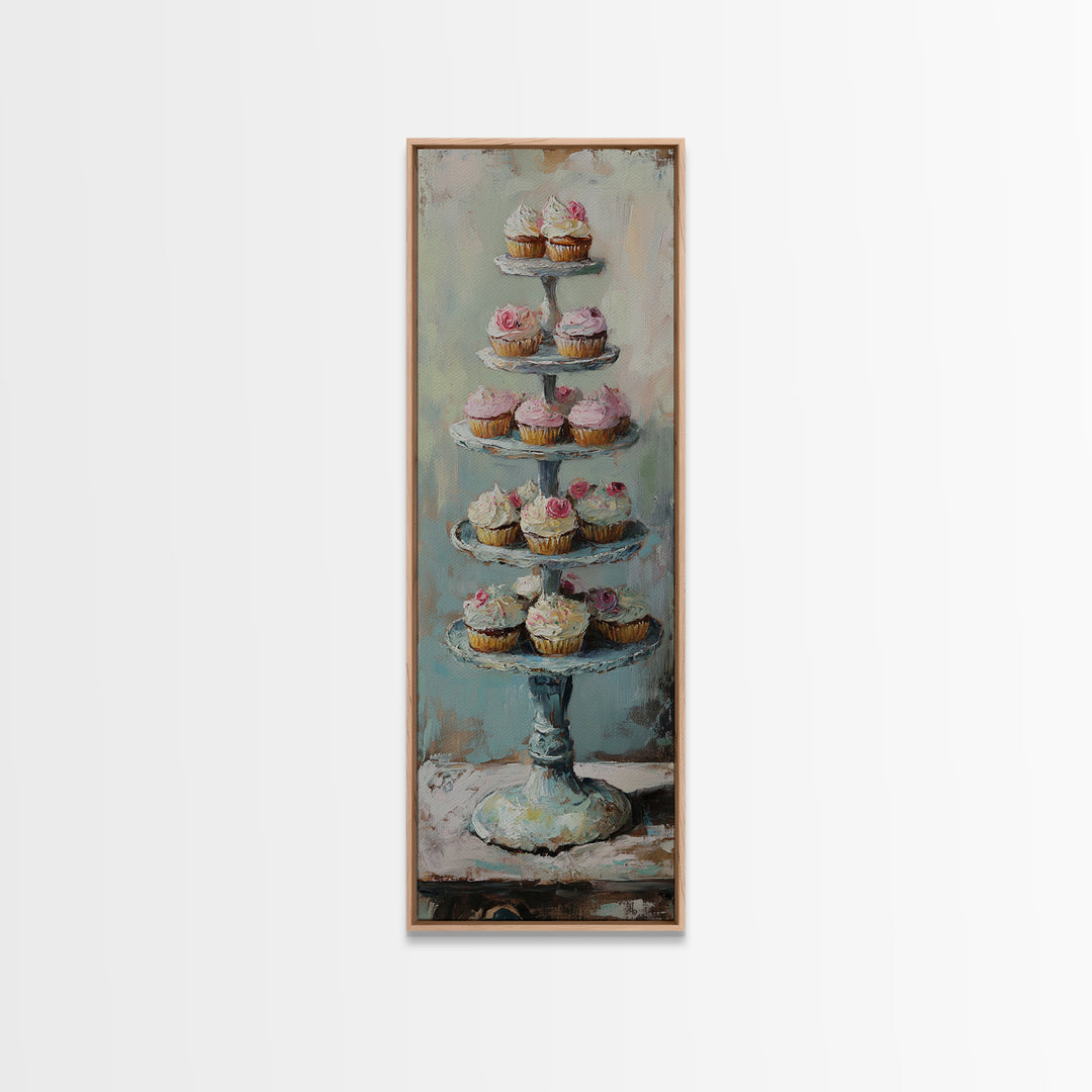 Tiered Cupcake Stand Still Life Canvas Print, Bakery Wall Art, Kitchen Decor, Patisserie Print, Gift For Baker, Cafe Decor