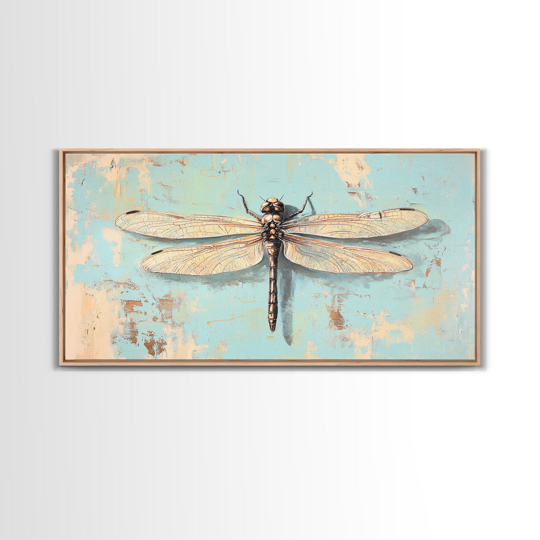 Detailed Dragonfly Insect Wall Art, Nature Canvas Print, Entomology Decor, Botanical Wall Decor, Rustic Wildlife Art, Home Decor