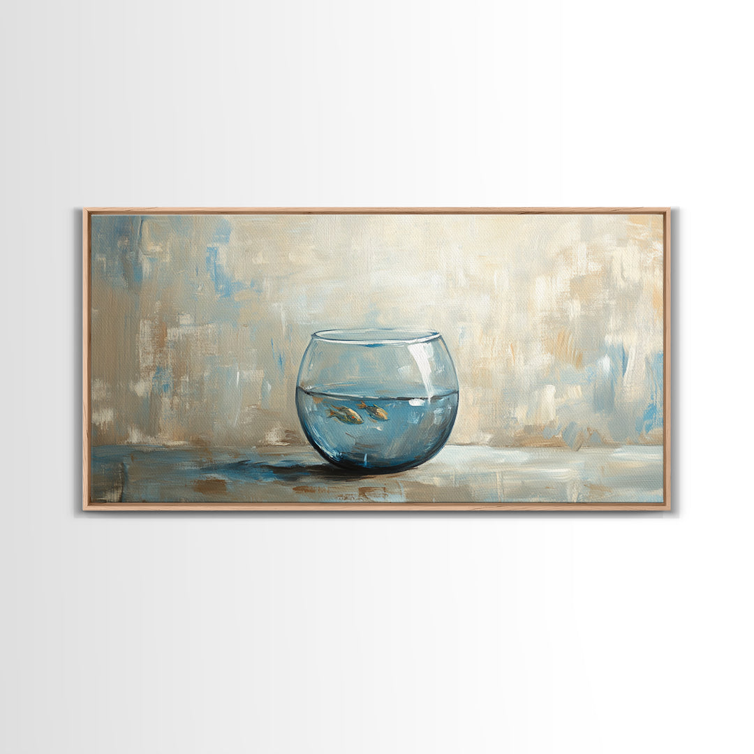 Goldfish Bowl Still Life Canvas Print, Coastal Wall Art, Ocean Animal Art, Neutral Home Decor, Bathroom Wall Decor Gift Idea