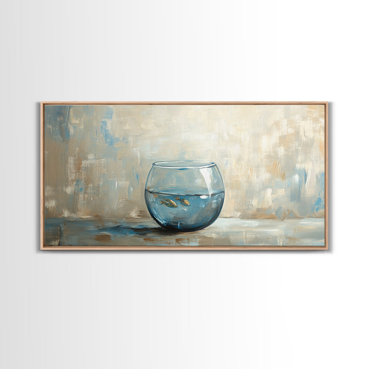 Goldfish Bowl Still Life Canvas Print, Coastal Wall Art, Ocean Animal Art, Neutral Home Decor, Bathroom Wall Decor Gift Idea