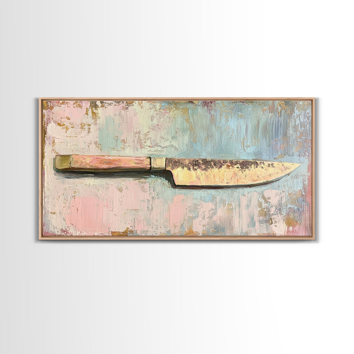 Rustic Chef Knife Still Life Canvas Print, Kitchen Wall Art, Culinary Decor, Gift For Chef, Modern Kitchen Art Print, Home Decor